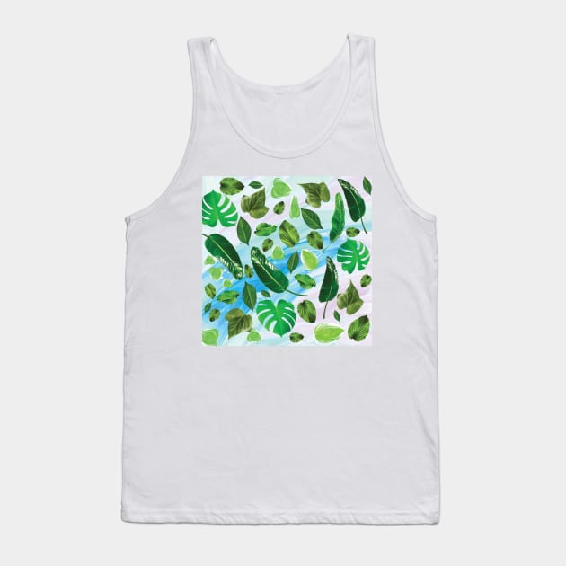 Realistic Green Leaves Pattern Tank Top by ArticArtac